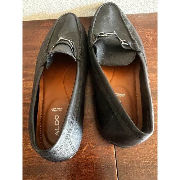 Aldo Orlovoflexx Mens Leather Loafers Driving Shoe Black Sz 10.5 Silver Horsebit - Picture 9 of 16